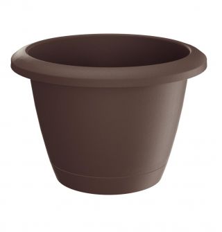 Doniczka okrągła + podstawka Respana Basic - 14 cm - brąz