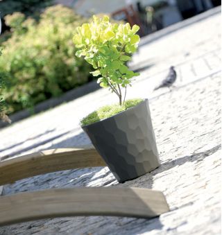 Doniczka okrągła Rocka - lekka i ozdobna - 35 cm - umbra, ciemny brąz