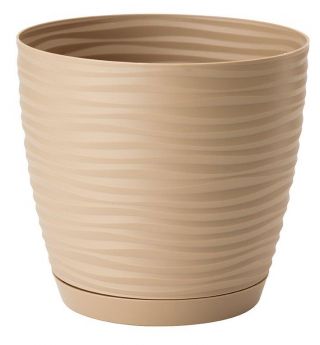Doniczka okrągła + podstawka Sahara petit - 15 cm - cafe latte