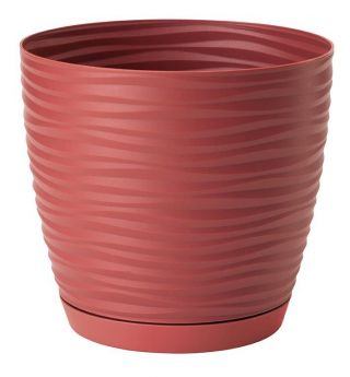 Doniczka okrągła + podstawka Sahara petit - 15 cm - marsala