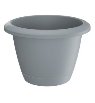 Doniczka okrągła + podstawka Respana Basic - 14 cm - kamienny szary
