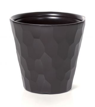 Doniczka okrągła Rocka - lekka i ozdobna - 35 cm - umbra, ciemny brąz