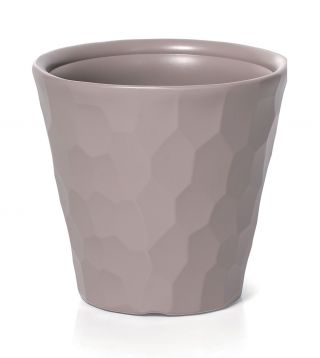 Doniczka okrągła Rocka - lekka i ozdobna - 30 cm - mocca