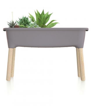 Domowy ogród na drewnianych nóżkach - Szklarenka domowa Respana Planter - 77 cm - kamienny szary