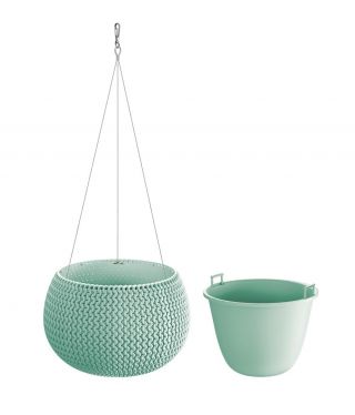 Doniczka okrągła wisząca Splofy Bowl - 29 cm - szałwia