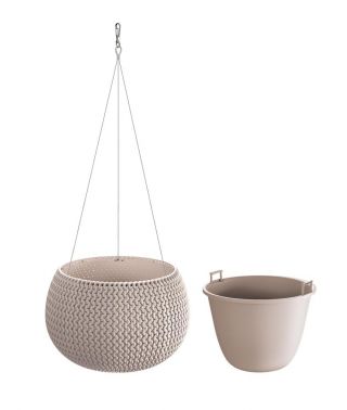 Doniczka okrągła wisząca Splofy Bowl - 29 cm - mocca