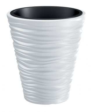 Doniczka okrągła Sand - lekka i ozdobna - 29,5 cm - biała