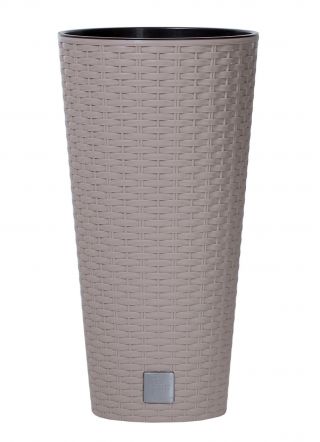 Doniczka okrągła wysoka + wkład - Rato tubus - 20 cm - mocca