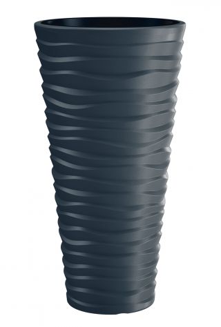Doniczka okrągła wysoka Sand slim - lekka i ozdobna - 34,5 cm - antracyt