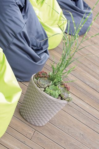Doniczka okrągła Rato - lekka i ozdobna - 30 cm - umbra, ciemny brąz