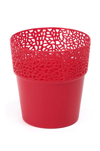 Osłonka z koronkowym wykończeniem, ażurowa Rosa - 13 cm - czerwona