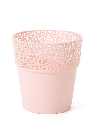 Osłonka z koronkowym wykończeniem, ażurowa Rosa - 13 cm - pudrowy róż