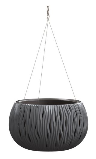 Doniczka okrągła wisząca Sandy Bowl - 29 cm - antracyt