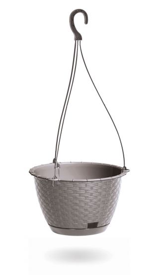 Doniczka wisząca okrągła + podstawka Ratolla - 22 cm - mocca