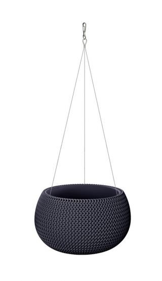 Doniczka okrągła wisząca Splofy Bowl - 37 cm - antracyt