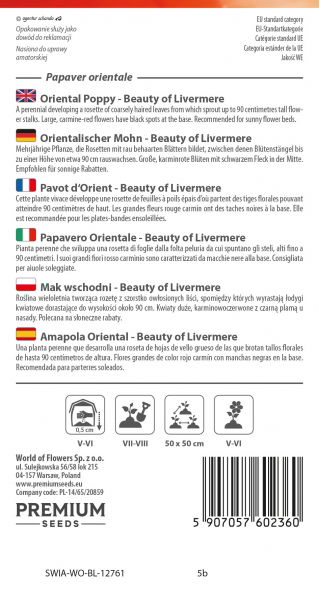 Mak wschodni Beauty of Liwer - czerwony, strzępiony