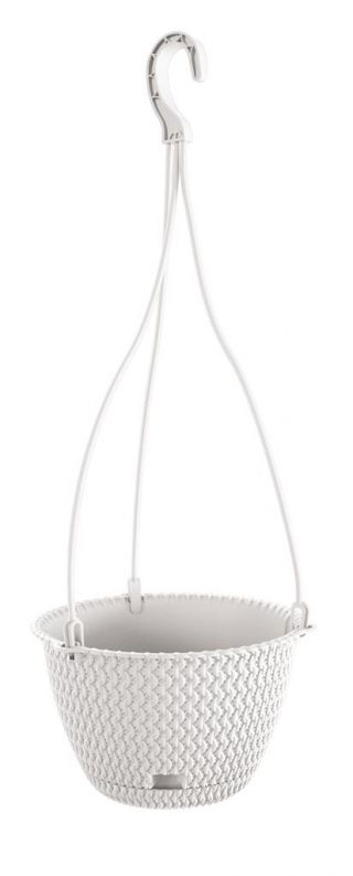 Doniczka okrągła wisząca + podstawka Splofy Round W - 27 cm - biały