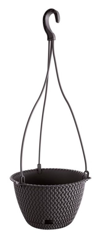 Doniczka okrągła wisząca + podstawka Splofy Round W - 23 cm - antracyt