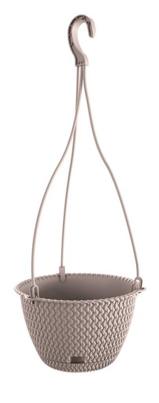 Doniczka okrągła wisząca + podstawka Splofy Round W - 23 cm - mocca