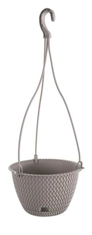 Doniczka okrągła wisząca + podstawka Splofy Round W - 23 cm - kamienny szary